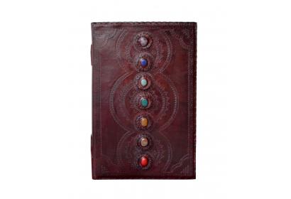 Handmade Leather Journal Embossed  7 Chakra Medieval Stone Leather Journal Notebook